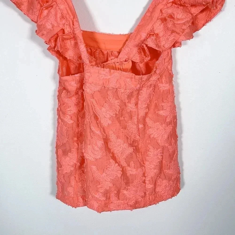 Anthropologie Coral Crossback Ruffled Top - Picture 13 of 14